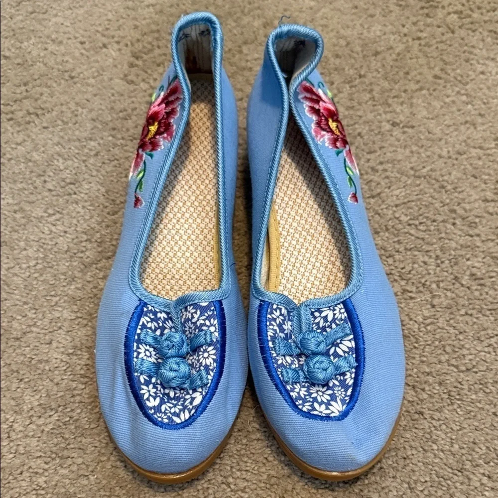 Asian Embroidered Blue Women's Shoes